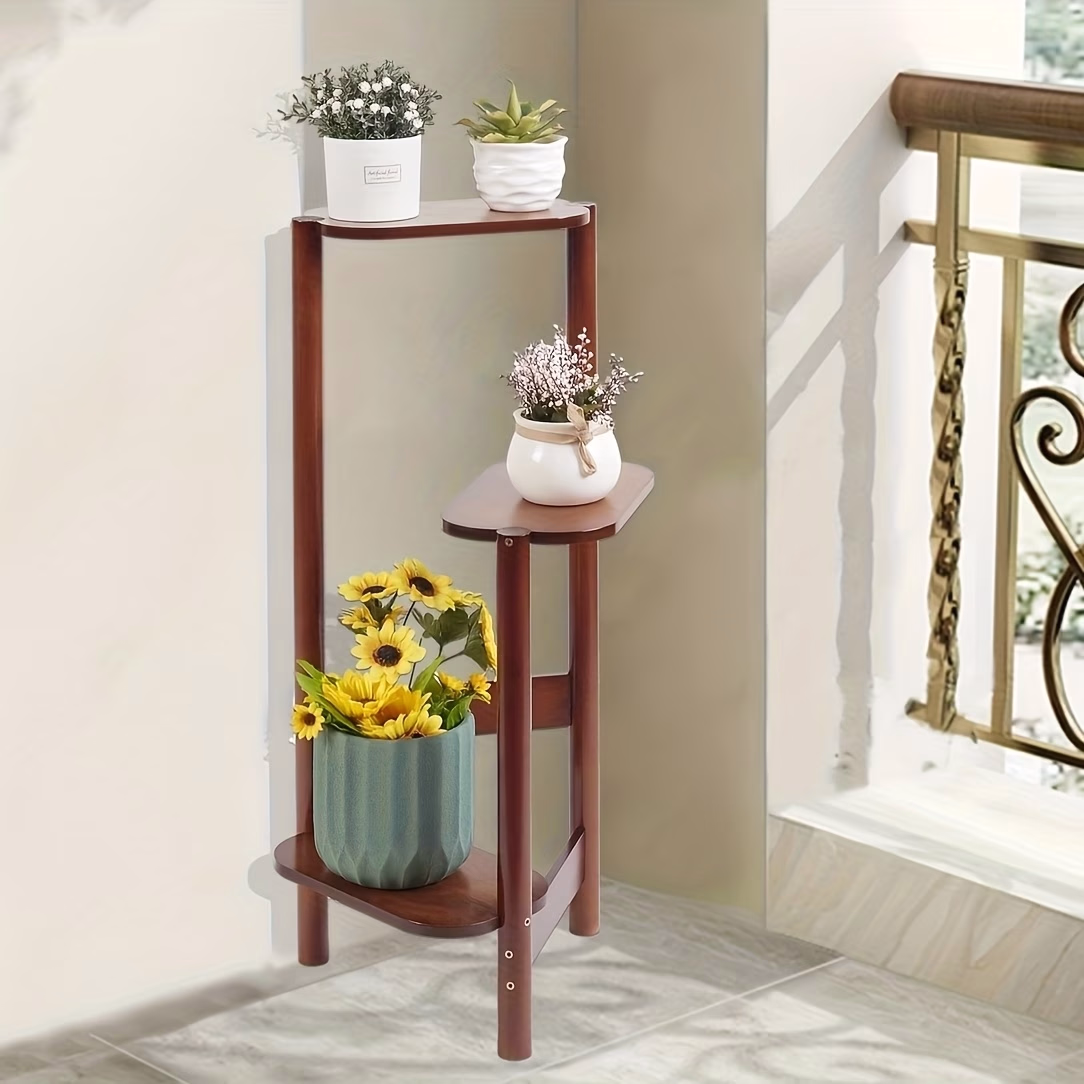 wisfor 3-Tier Tall Outdoor Plant Stand – Sturdy Wood Tree Shelf for Balcony, Garden, and Patio