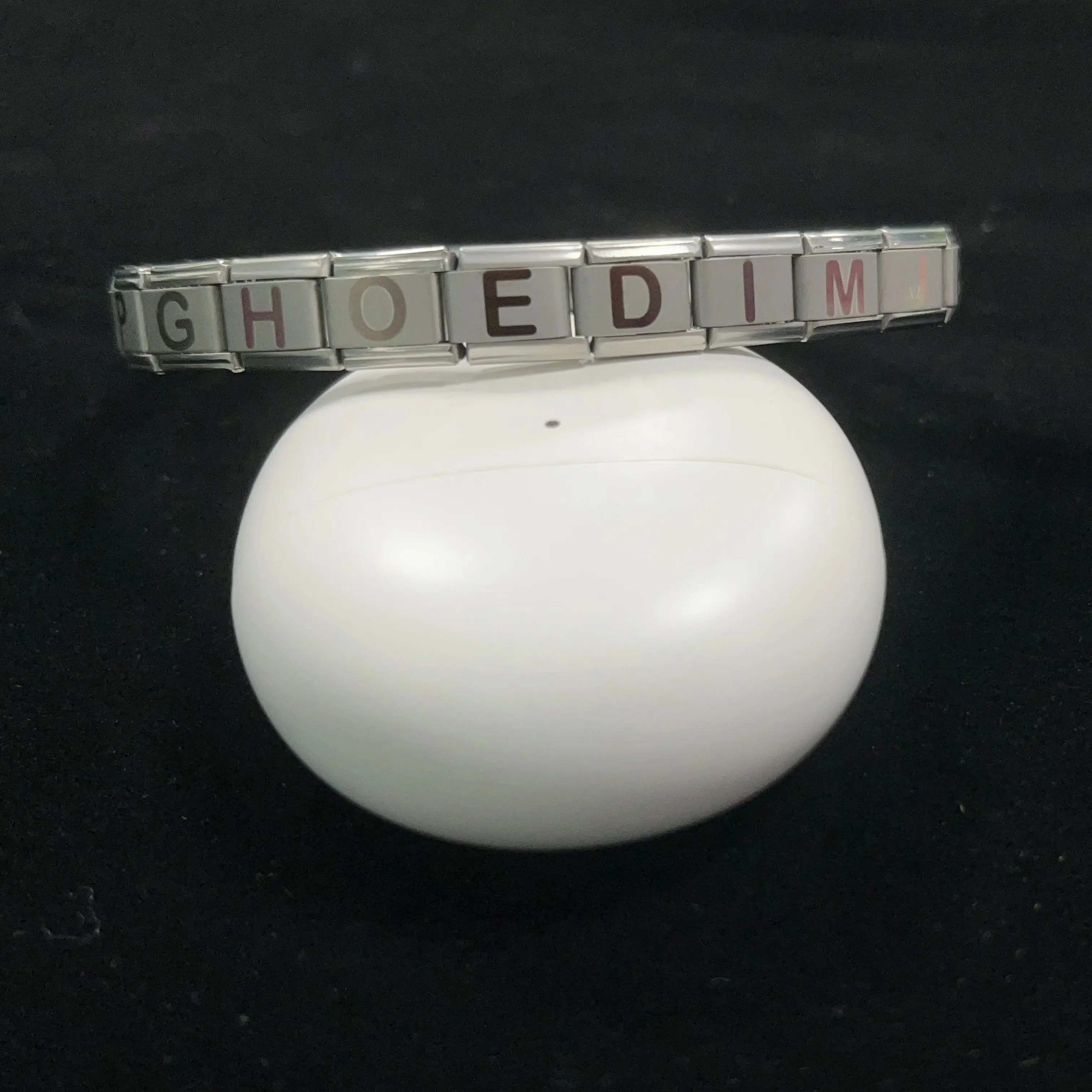 Metal Color: Hot Stamping, Main Stone Color: WHITE - New DIY Italian Charm 9mm Module Bracelet 26 English letter Stainless Steel Elastic Bracelets for Men and Women Gift