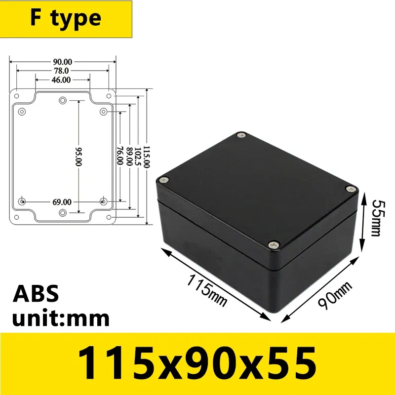 Color: Lavender - Black Outdoor Waterproof Enclosure Plastic Box Electronic Project Instrument Case Electrical Project Box Junction Box Housing