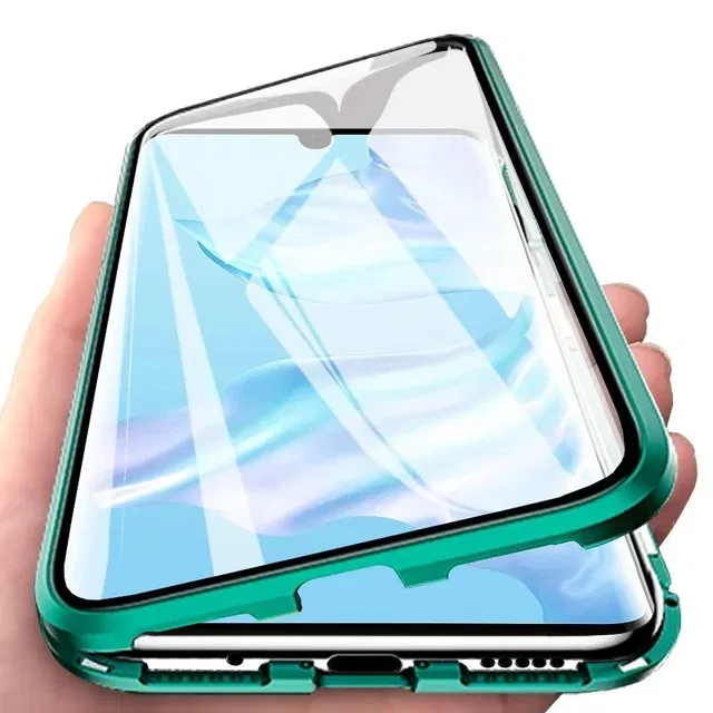 Color: green, Bundle: Case & Screen Protector, Material: Denim - 360 ?°Full Protection Metal Frame Magnetic Case For OPPO Reno 10 11 Pro 7 4G 7 Z 8 Lite 8Z 5G Double-Sided Glass Cover Cases