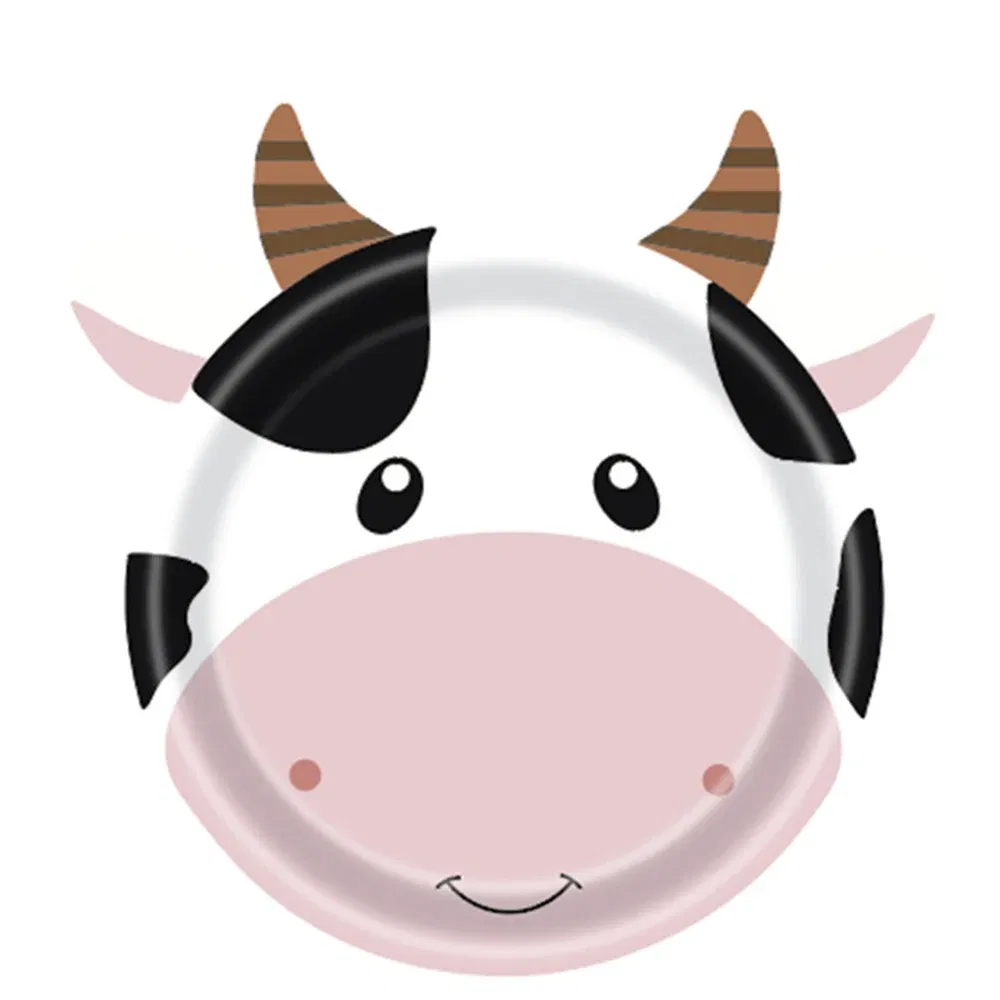 Color: Light Grey, Capacity: 220ml - Farm Animals Party Paper Plates Chicken Pig Cow Sheep Horse Disposable Plates Farm Birthday Party Supplies for Baby Shower