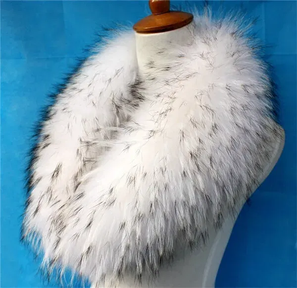 Color: Dark Grey, Size: XL - Real Raccoon Fur Scarves Woman 100% Pure Natural Raccoon Fur Collar Warm Winter Scarves Red Fox Fur Collar L#1