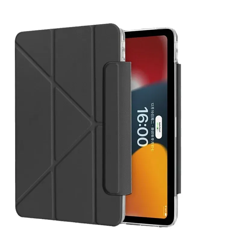 Color: black, Size: sixteen - Case Magnetic for iPad Air 11 Cover iPad Air 4 5 10th 10.9 9.7 7th 8th 9th Gen 10.2 3 pro 10.5 11 With Y-Shaped Fold Clasp Funda