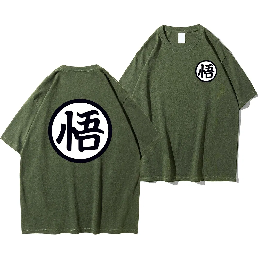 Color: army green, Size: M - Summer Fashion Anime Son Goku Cosplay T-shirt Cotton Short Sleeve Tops Tee Loose Oversized Casual T Shirts Men Harajuku Clothing