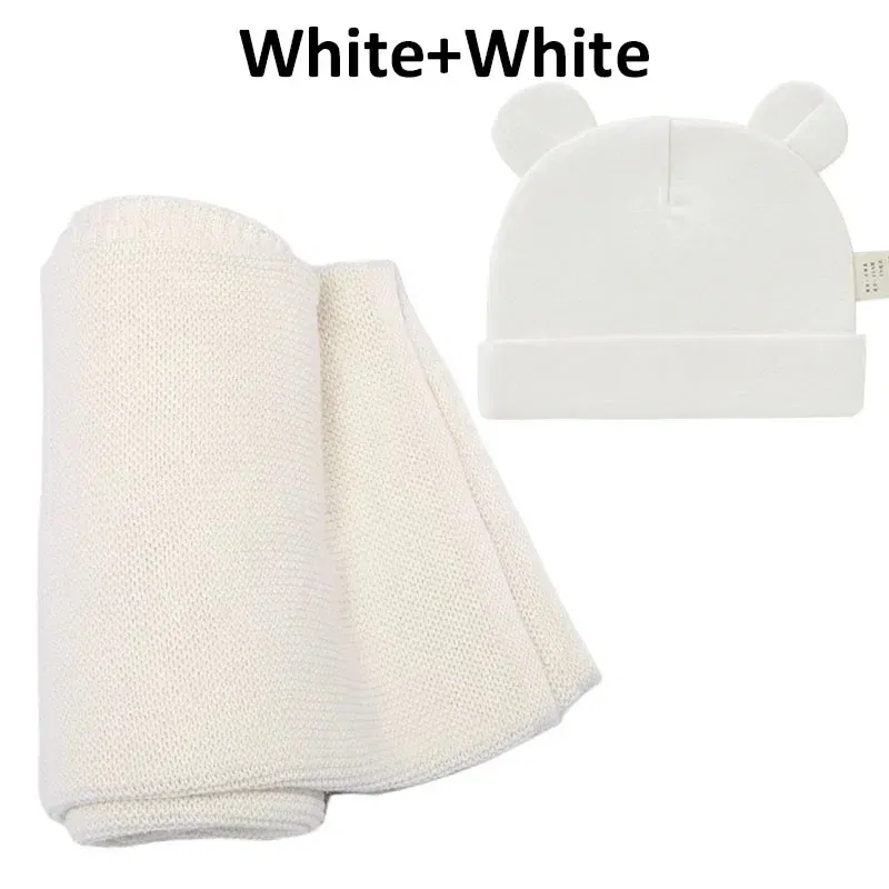 Color: GRAY, Size: Option 1, Ships From: CN - Personalized Baby Name Newborn Cotton Beanie and Knitted Blanket Set Embroidered Name Covering and Cute Hat Gift Set