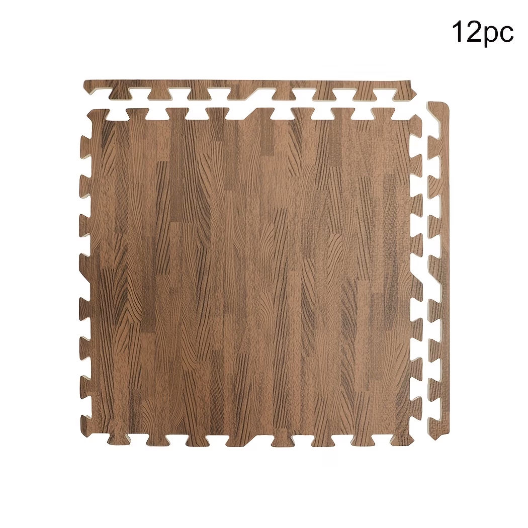 wisfor 12pcs Wood Grain Floor Mat Foam Squares – Stylish Interlocking Flooring Tiles for Home Décor