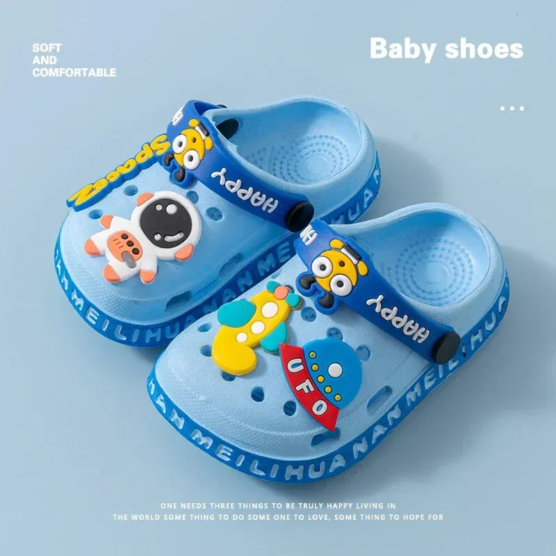 Color: black, Shoe Size: 4 - Children Garden Shoes Cute EVA Cartoon Beach Sandals Babies Summer Slippers High Quality Soft Kids Outdoor Slippers Flip Shoes