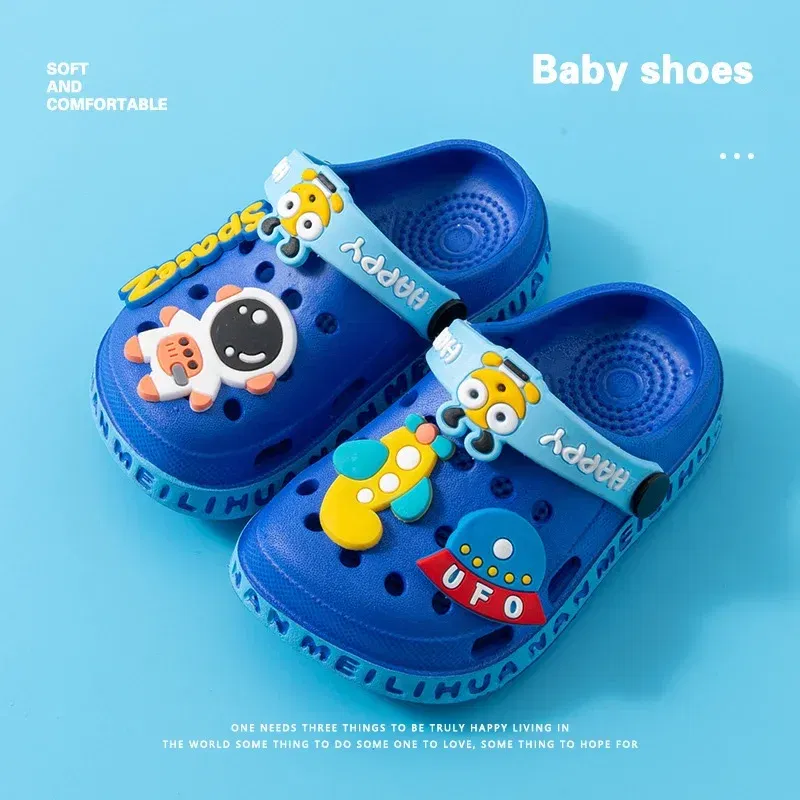 Color: black, Shoe Size: 4 - Children Garden Shoes Cute EVA Cartoon Beach Sandals Babies Summer Slippers High Quality Soft Kids Outdoor Slippers Flip Shoes