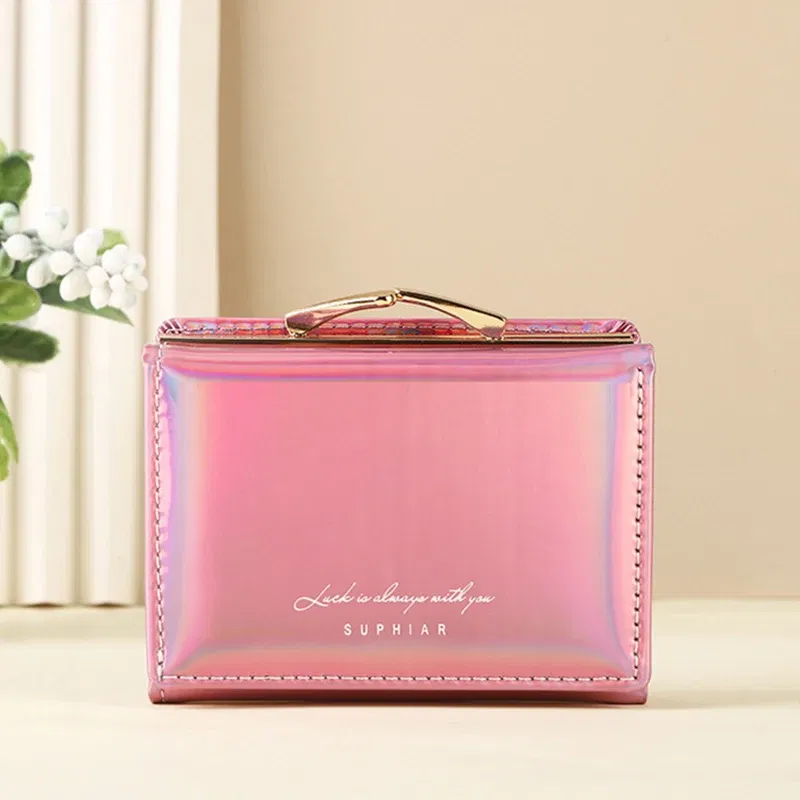 Color: WHITE - Women'sWallets Fashion Rainbow Credit Card Holder Purses with Coin Pocket for Women Portable Short PU Leather Cute Wallet