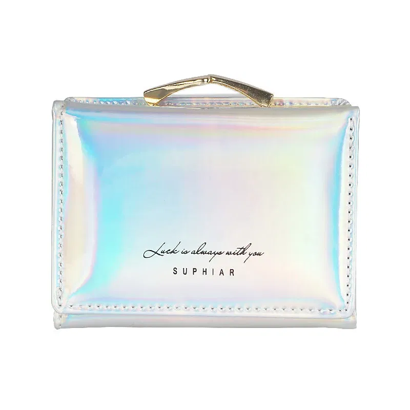 Color: WHITE - Women'sWallets Fashion Rainbow Credit Card Holder Purses with Coin Pocket for Women Portable Short PU Leather Cute Wallet