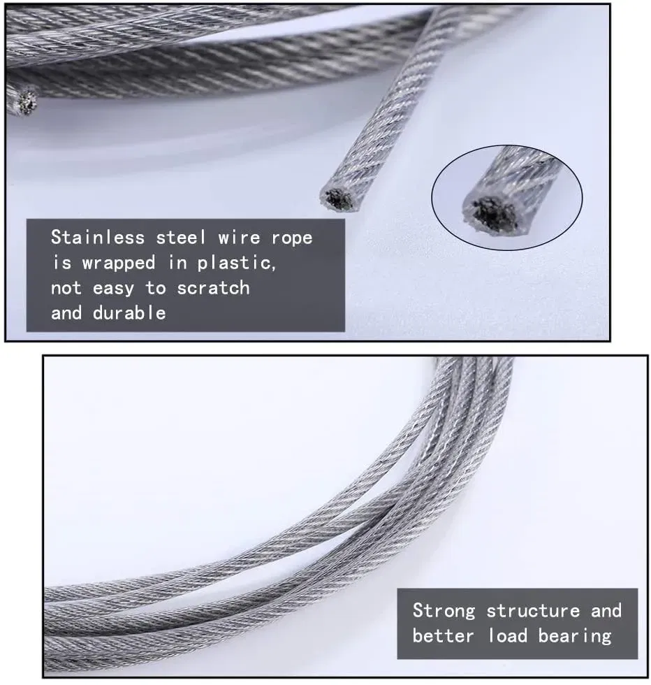 Diameter: 3mm - 1.5/2/3mm*50m Stainless Steel Wire Rope Resistant Strong Line PVC Coated Flexible Clothesline Kit