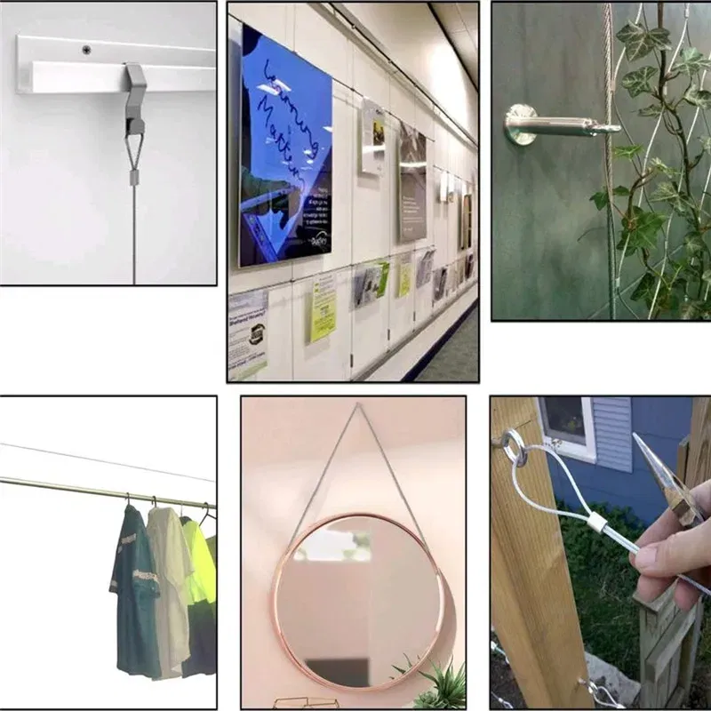 Diameter: 3mm - 1.5/2/3mm*50m Stainless Steel Wire Rope Resistant Strong Line PVC Coated Flexible Clothesline Kit