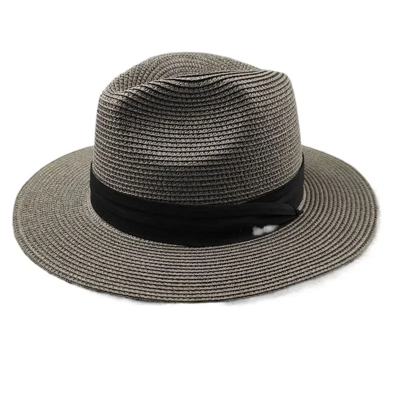 Color: green, Size: M - Large Size XL61-64cm Panama Sun Hats Men Wide Brim Straw Caps Women Summer Big Head Beach Hat Male Plus Size Fedora Hat 58-60cm