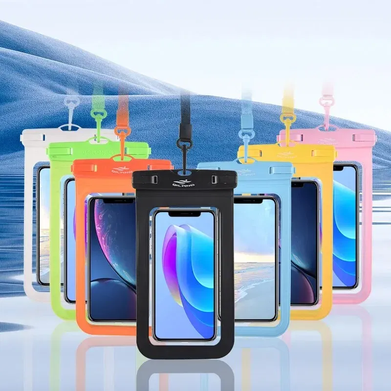 Color: Red - Mobile Phone Waterproof Cover Drift Diving Swimming Training 7 Inch Mobile Phone Cover Large Transparent Strong Seal