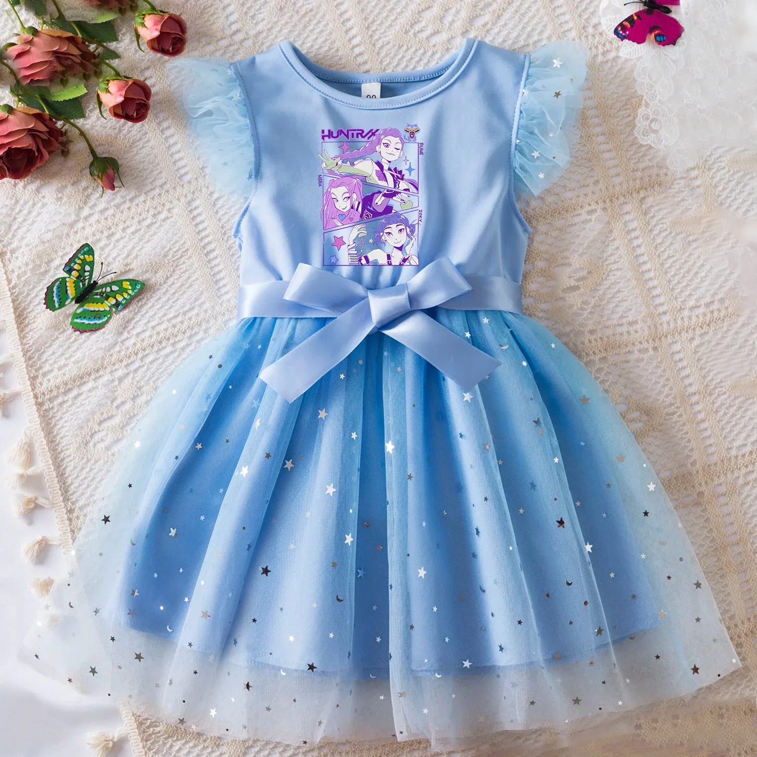 Color: Mint, Size: One Size, Height: 158 - KPop Demon Hunters Girls Dress Kids Party Halloween Carnival Birthday Party Clothes Princess Tutu Dresses Costume Children Gift