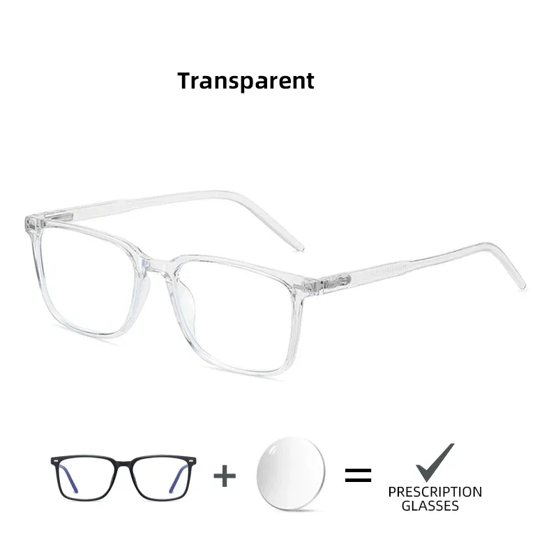 Frame Color: black, Prescription Type: Single Version, Lens Index: 1.74, Lens Function: Anti Blue Ray + Photo Grey - VIVIBEE Customized Prescription Glasses Men TR90 Matte Black Square Myopia Eyewear Optical Classic Astigmatism Eyeglasses