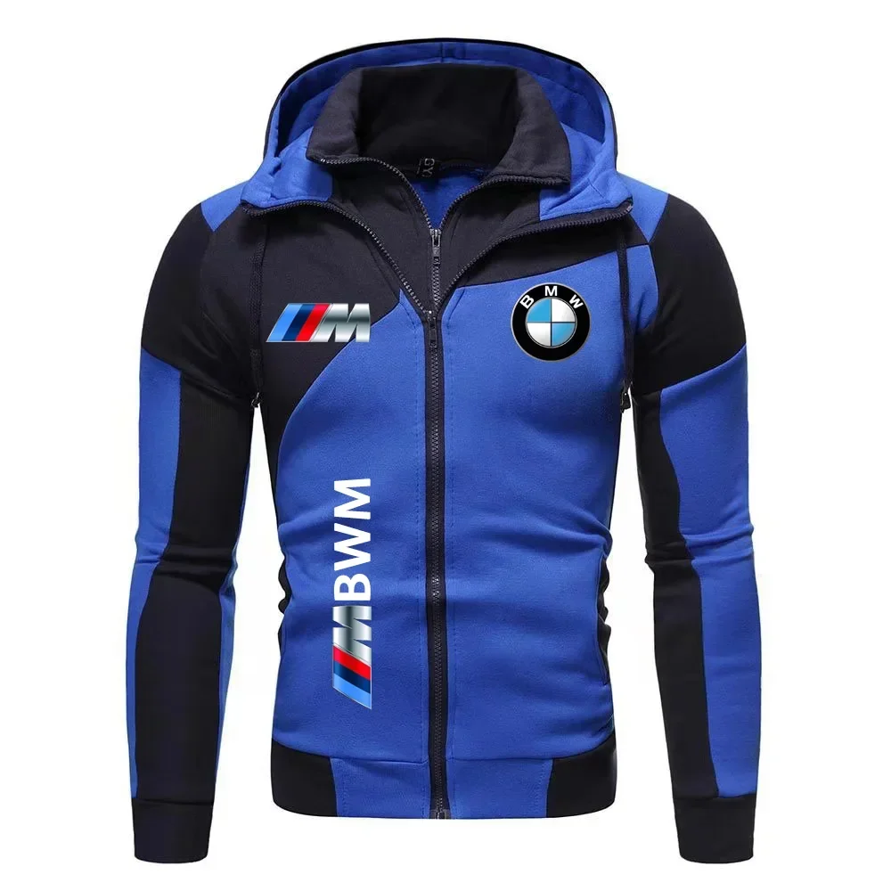 Color: Gold, Size: L, Ships From: CHINA - Motorcycle Jacket, BMW Logo Printed Cotton Sweatshirt, Hooded Sweatshirt, BMW Logo Autumn Men's Double Zipper Cardigan Jacket ..
