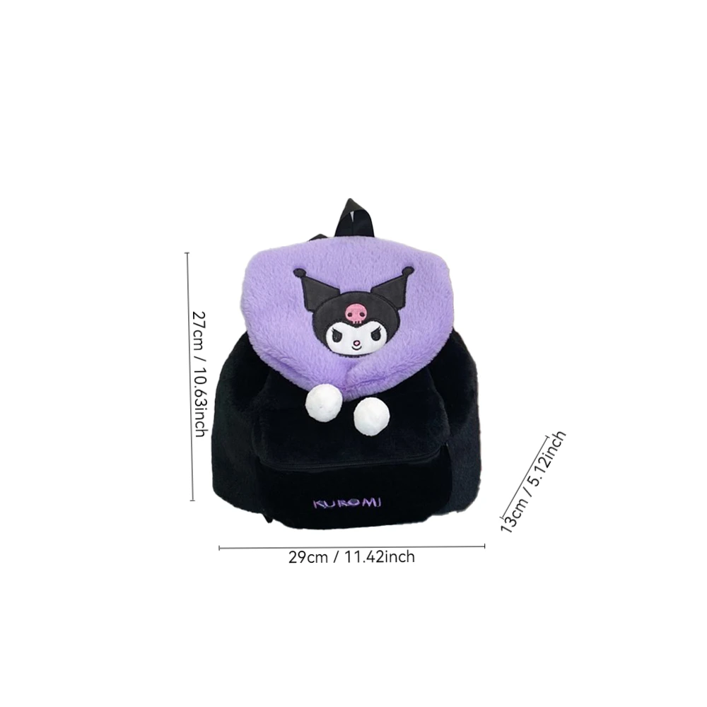 Color: green - Sanrio Kuromi Melody Cartoon Cute Puppy Plush Flip Backpack Women's Casual Large Capacity Cute kawaii Cartoon School Bag Mochila