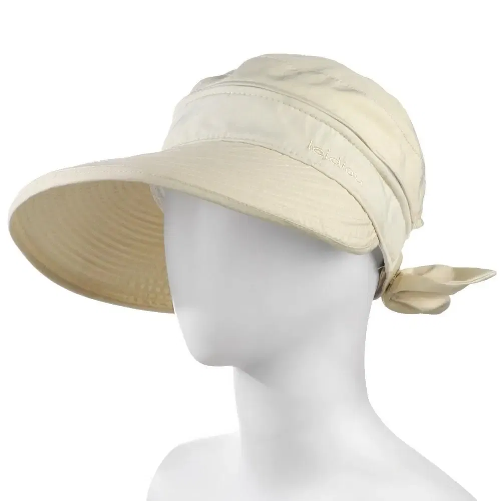 Color: black - Women Ladies Outdoor Cap Anti-UV Summer Visor Sun Hat Wide Brim Beach Hat