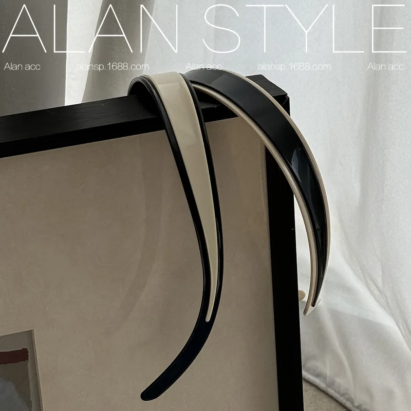 Color: Yellow - Black White Hair Bands for Girls and Women Acetate Headband Headwear Hair Accessories Elegant Simple Style Hairband