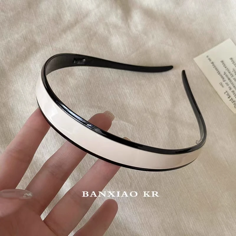 Color: Yellow - Black White Hair Bands for Girls and Women Acetate Headband Headwear Hair Accessories Elegant Simple Style Hairband