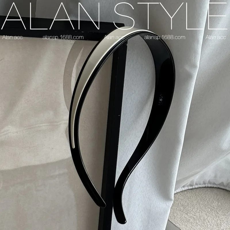 Color: Yellow - Black White Hair Bands for Girls and Women Acetate Headband Headwear Hair Accessories Elegant Simple Style Hairband