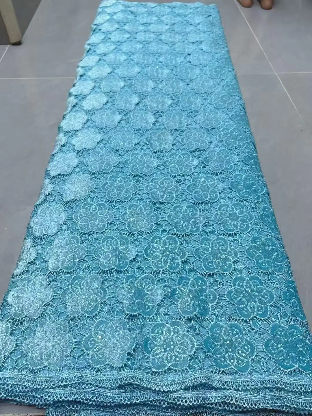 Color: Beige, Width: 120cm, Length: 5 yards - Laser Cut Guipure Velvet Lace Fabric 2025 African Nigerian French Velvet Lace Fabric Luxury Korea Lace For Wedding Party Sewing