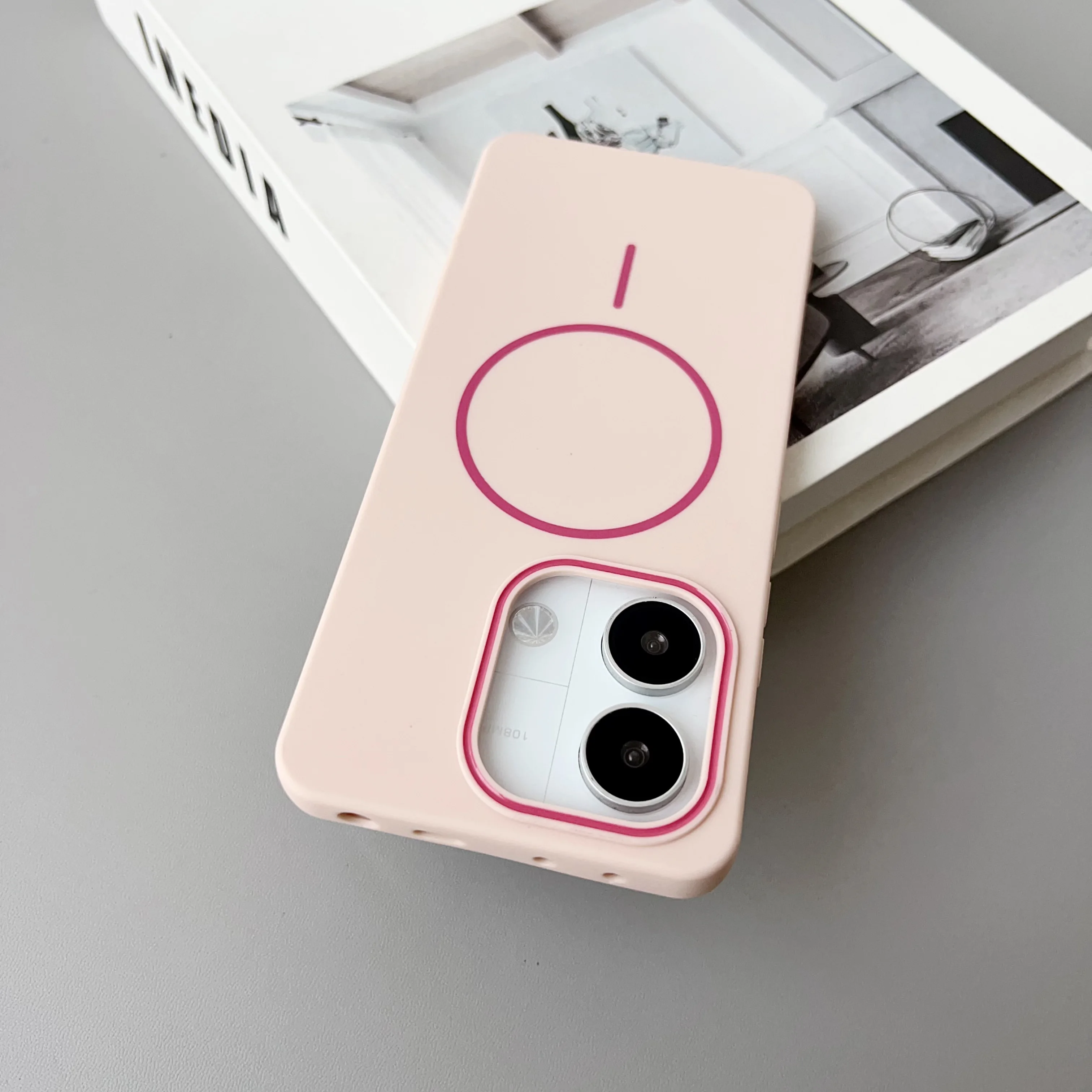 Color: black, Compatibility by Model: Redmi Note 14 Pro 4G (Global) - NEW  For Redmi Note 14 13 Pro A4 A5 4G 5G skin sensitive original thin circle magnetic solid color phone protective case