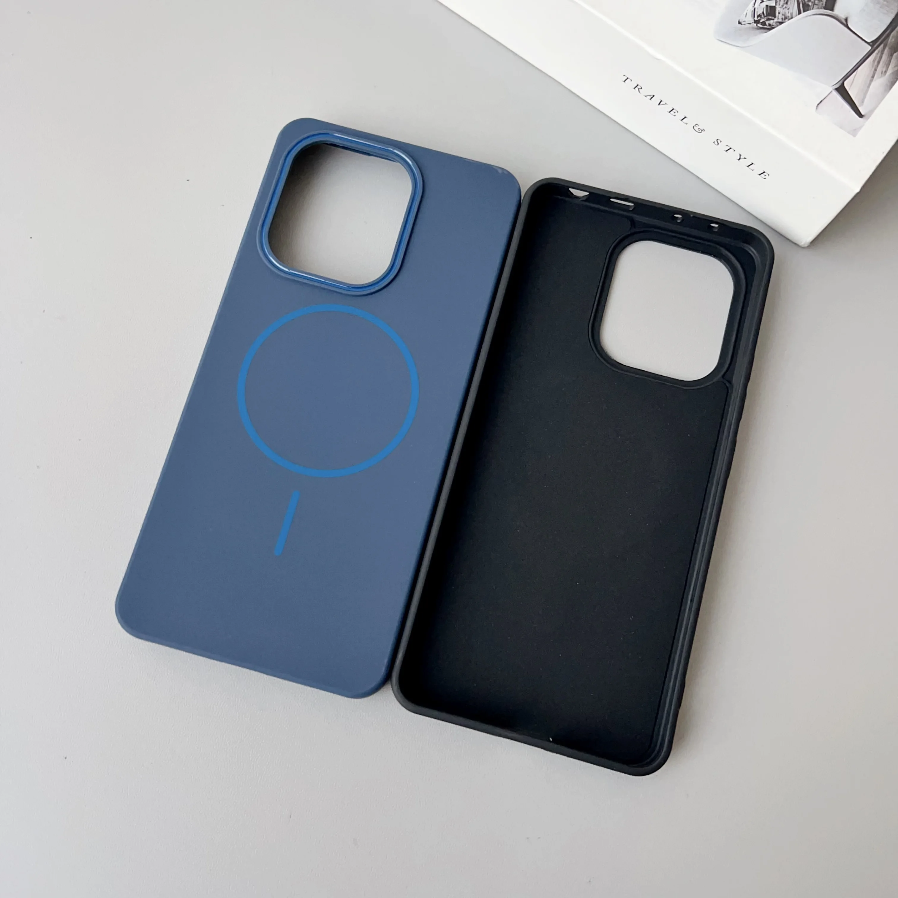 Color: black, Compatibility by Model: Redmi Note 14 Pro 4G (Global) - NEW  For Redmi Note 14 13 Pro A4 A5 4G 5G skin sensitive original thin circle magnetic solid color phone protective case