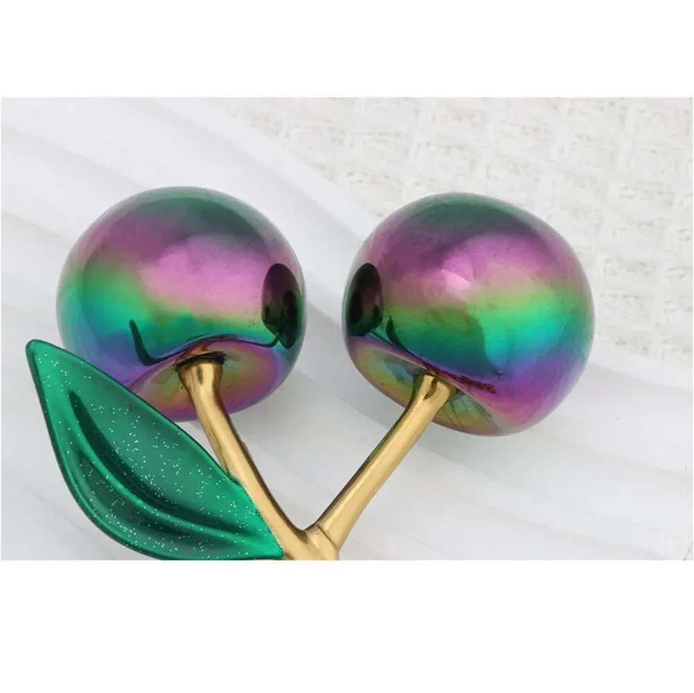 Color: Chocolate - Fashion Gradient Color Cherry Pendant Summer Fruits Cherries Pendant Keyring For Coach Handbag Shoulder Bags Accessories Gift