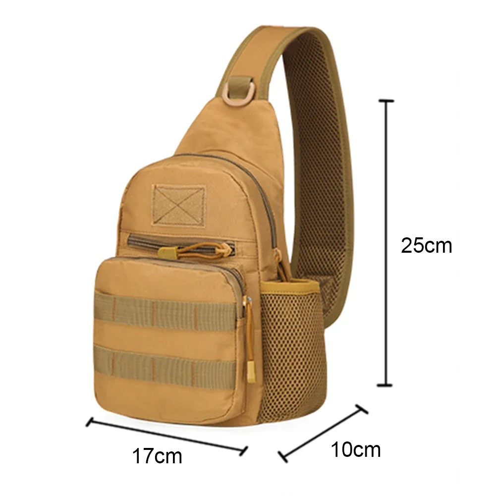 Color: Beige - Outdoor tactical Camouflage kettle chest bag Men's hiking backpack Nylon hunting fishing camo hiking shoulder bag