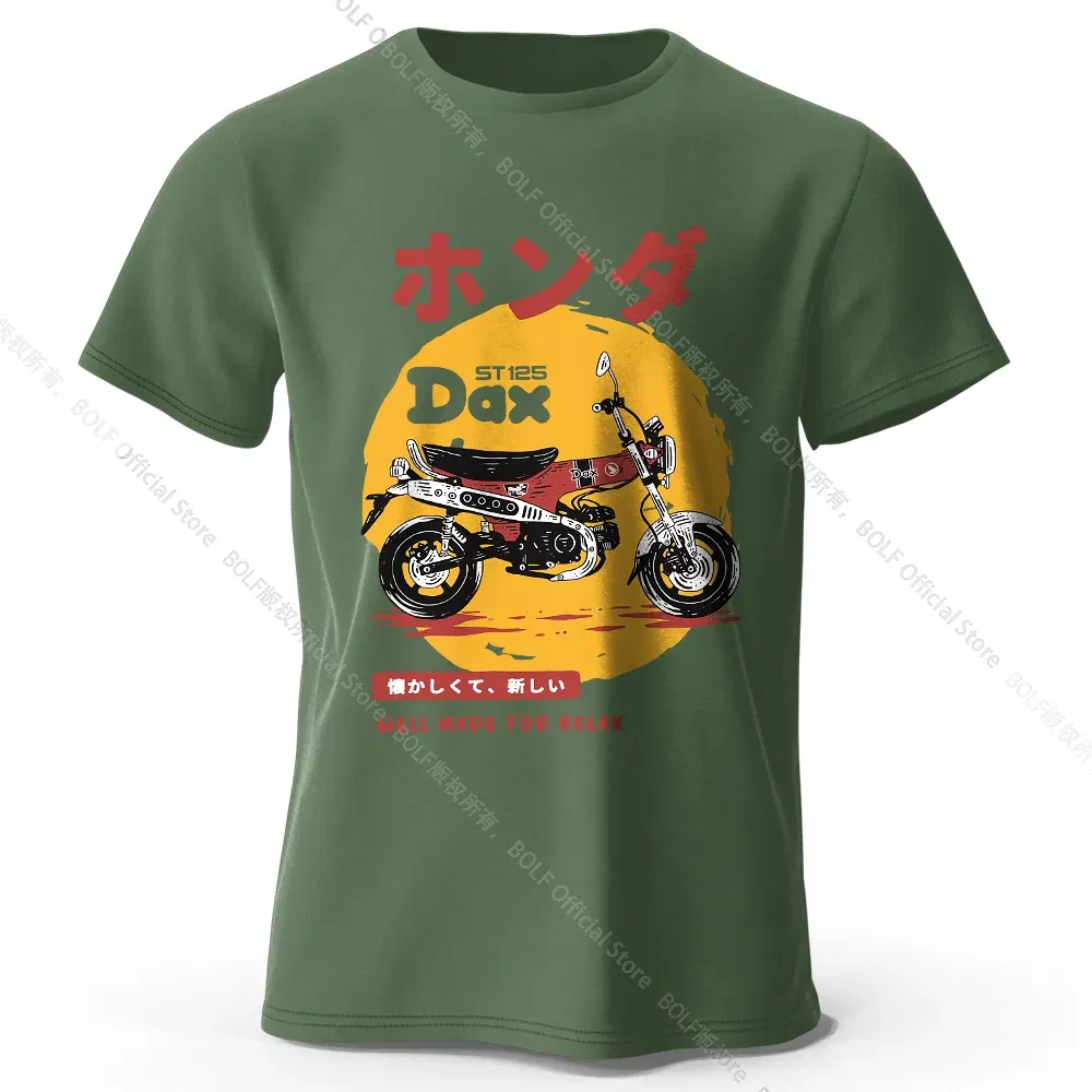 Color: army green, Size: XL - Retro Bike Art T-Shirt 100% Premium Cotton Slim Fit Hand Painted Motorcycle Graphic Tee for Riding Enthusiasts