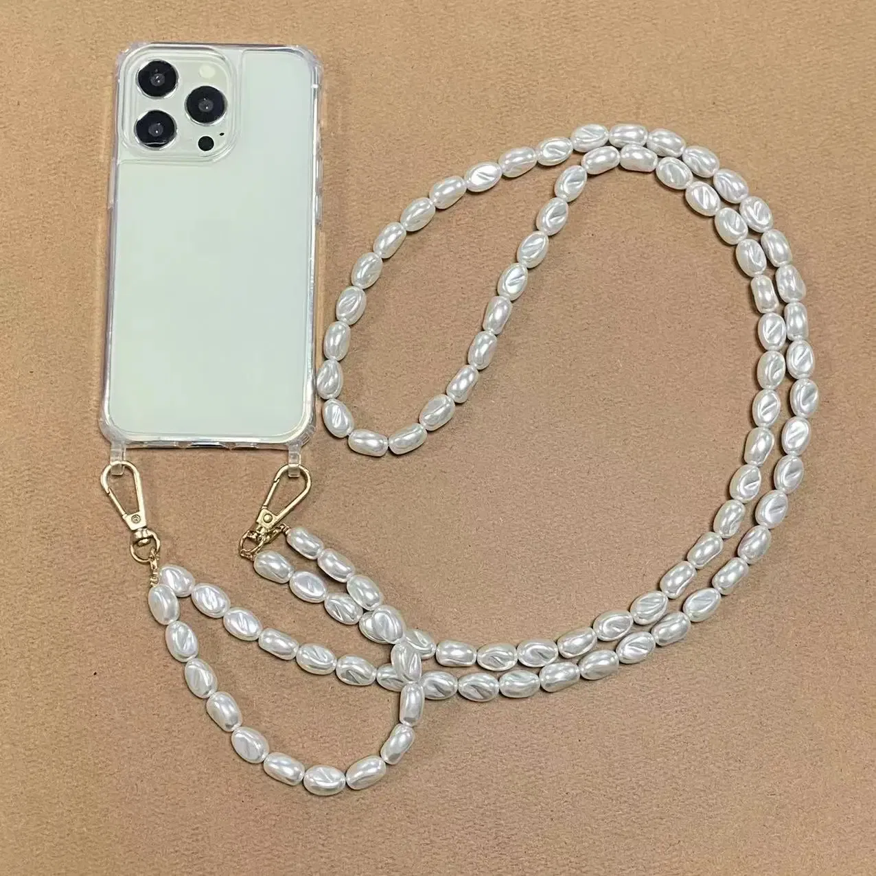 Color: Sky blue, Bundle: Case & Strap, Material: NEOPRENE - Korean Pearl Bracelets Chain Case with Lanyard Aesthetic Luxury Shell for Iphone 15 12 14 Pro Max XR X XS 7 8 Plus 15 Pro Cover
