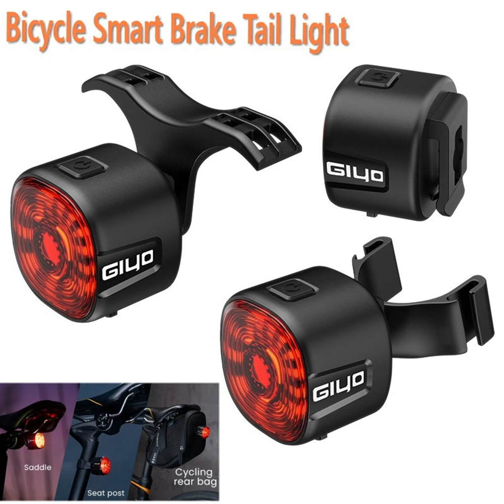 Color: Yellow - New Bicycle Smart Brake Tail Light MTB Road Bike Auto Brake Sensing Light SB Rechargeable IPX6 Waterproof LED Warning Rear Lamp