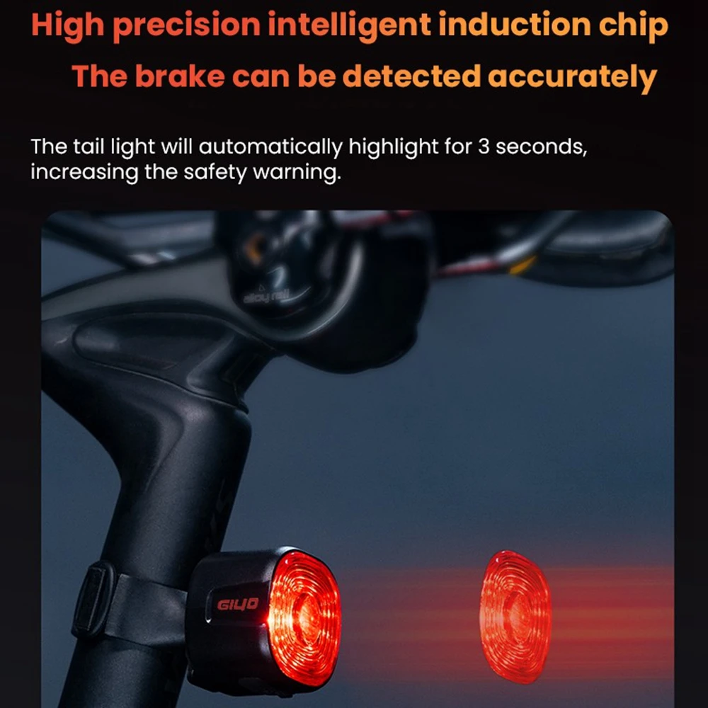 Color: Yellow - New Bicycle Smart Brake Tail Light MTB Road Bike Auto Brake Sensing Light SB Rechargeable IPX6 Waterproof LED Warning Rear Lamp