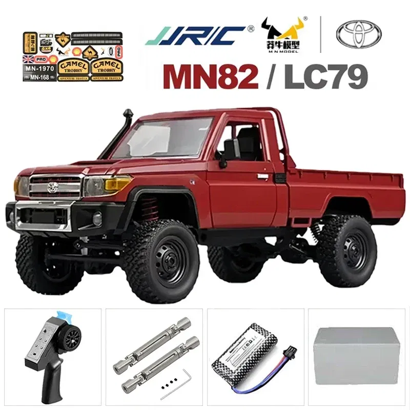 Color: Red - MN MN82 1:12 Retro Rc Car With LED Lights Full-scale Simulation LC79 Professional 4WD Remote Control Pickup RC Truck Model Toys