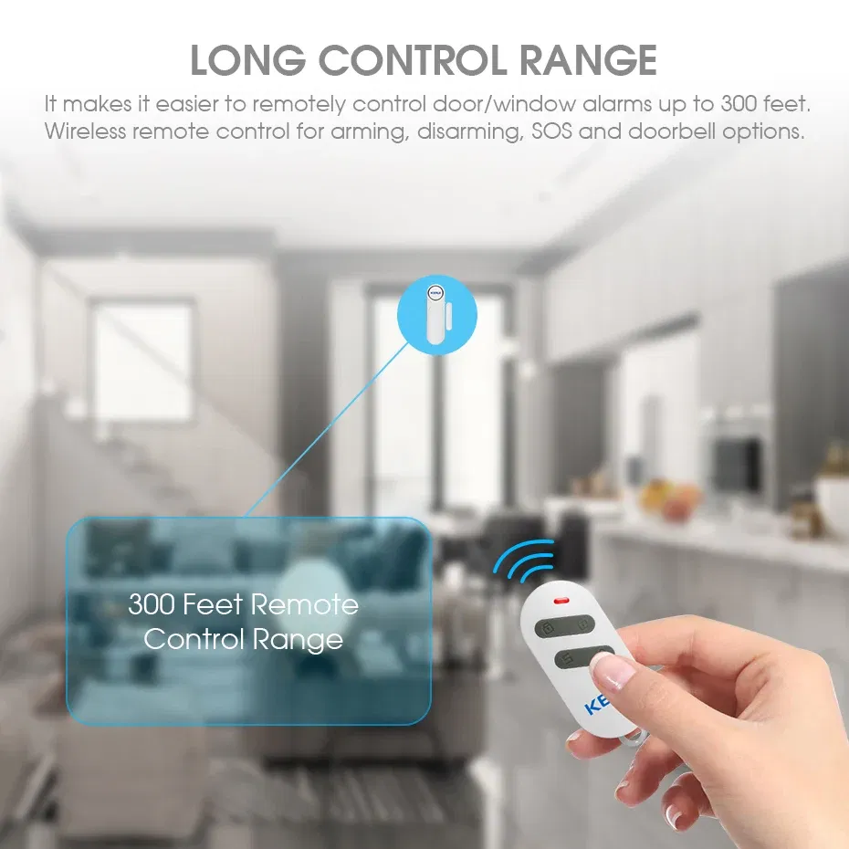 Color: WHITE, Ships From: CHINA - KERUI Wireless Door/Windows Sensor Alarm 300ft 120dB Anti-Theft Smart Remote Control For Kids Cabinet Safety Home Security