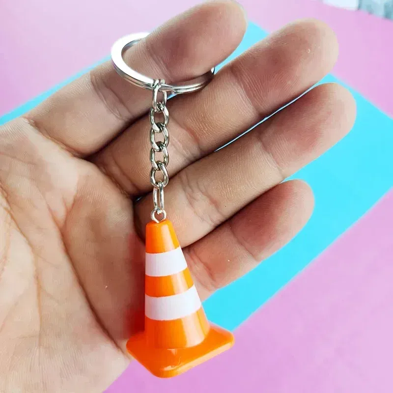Metal Color: BROWN - Unique Orange Traffic Cone Safety Design Novel Earring Keychain - The Perfect Gift for A Friend!