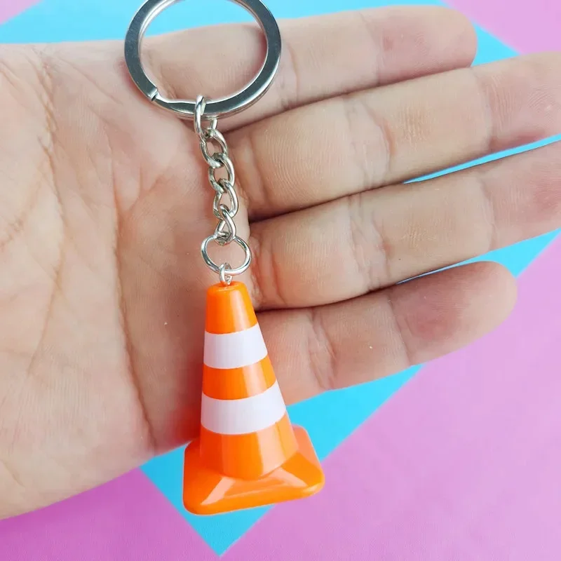 Metal Color: BROWN - Unique Orange Traffic Cone Safety Design Novel Earring Keychain - The Perfect Gift for A Friend!