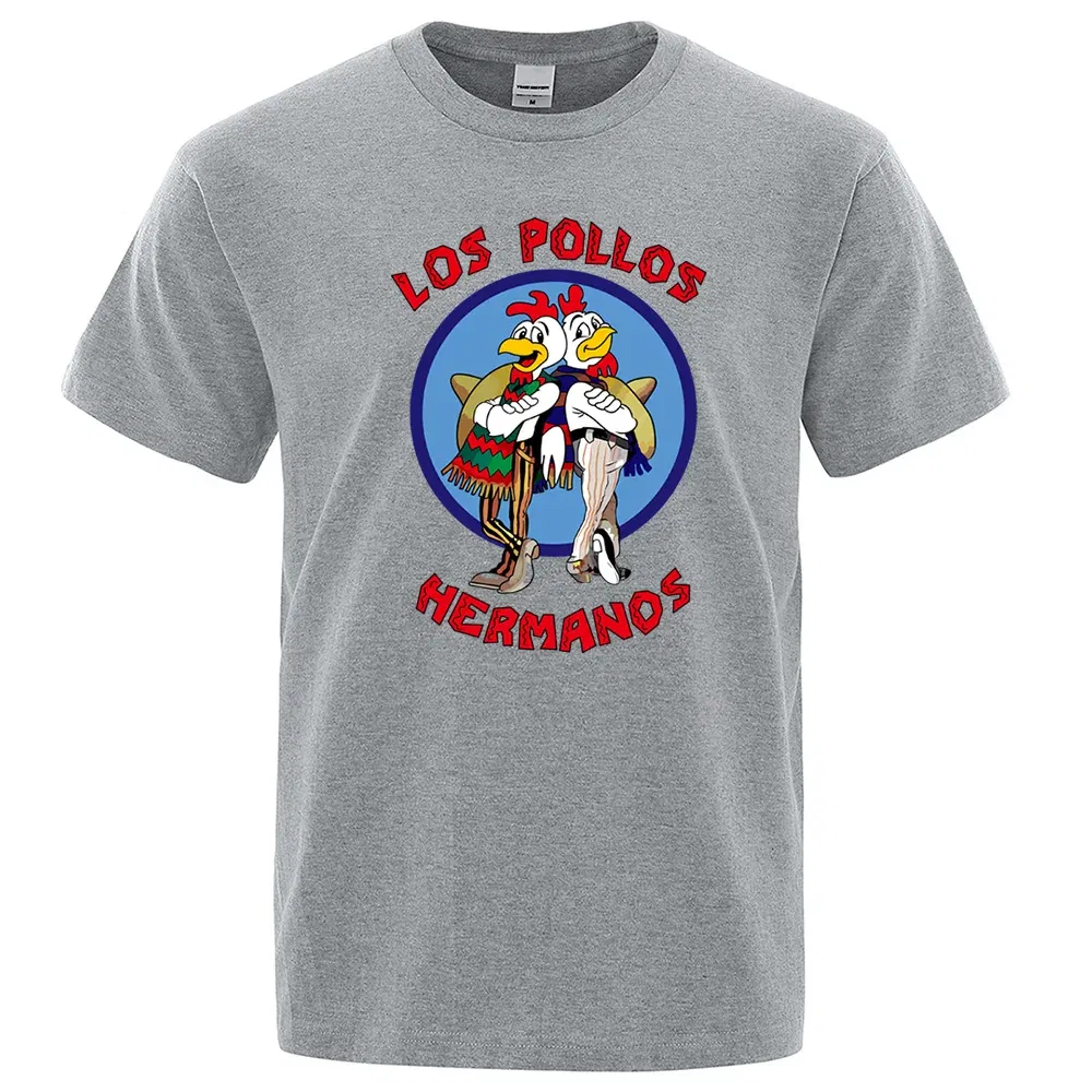 Color: Red, Size: S - LOS POLLOS Hermanos Funny Printed T-Shirt Men Fashion Casual Short Sleeves Summer Cotton Breathable Tshirt Chicken Brothers Tee