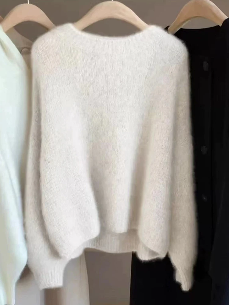Color: green, Size: XL, Ships From: CHINA - Autumn and Winter New Cashmere Sweater 100% Pure Wool Knitted Pullover for Women, Loose and Lazy Style Round Neck Soft Solid Top
