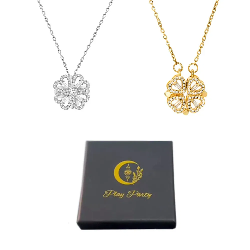 Metal color: SILVER PLATED, Ships From: CHINA - 2023 Lucky Four-leaf Clover Necklace In Black Box With Logo For BR Shopper