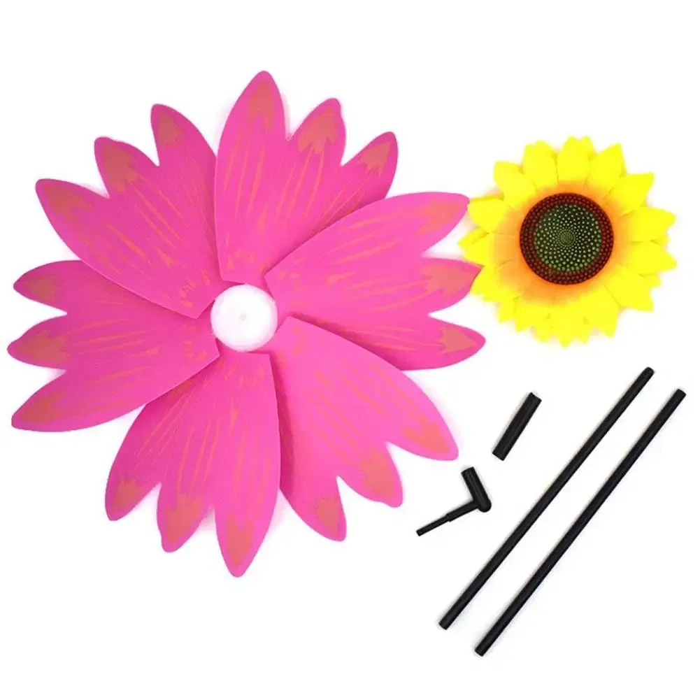 Color: Silver - Colorful Sunflower Windmill Wind Turbine For Lawn Garden Party Decoration Outdoor Camping Picnic Garden Yard Decor Aereo A Vento