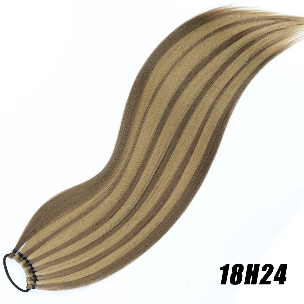 Color: T4/27/30, Ships From: CHINA, Stretched Length: 24inches - 24 Inch Synthetic Ponytail Extensions Black Natural Braided Pony Tail Hairpiece Long Straight Rubber Band Hair For Women