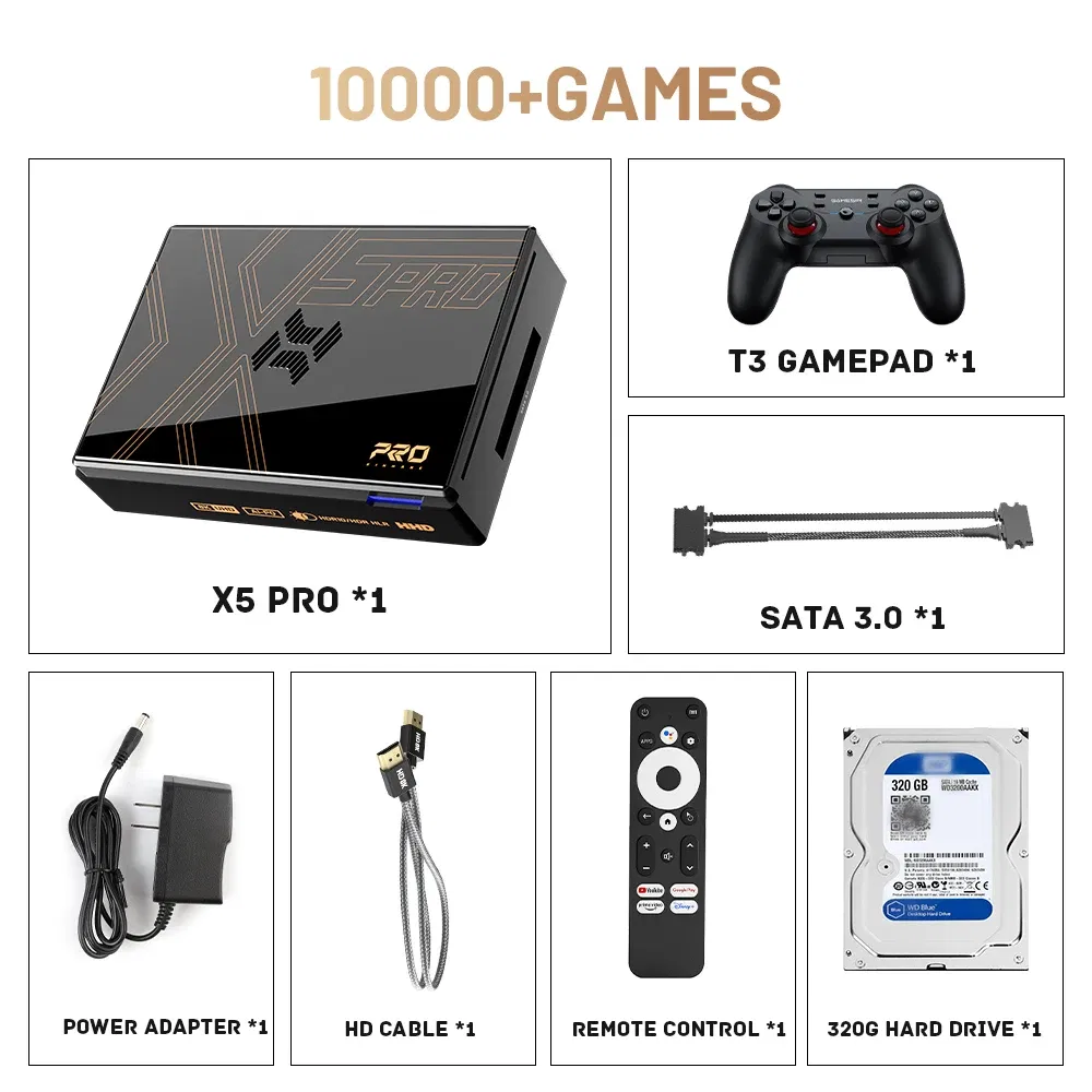 Kinhank Super Console X5 PRO Retro Video Game Consoles Plug and Play 4T with 16000 Games for PS2/WII/SS/DC/N64 Android 12