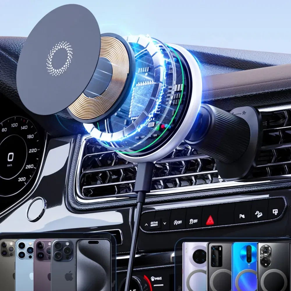 Color: Orange - For Chevrolet Tahoe 2024 2023 2022 2021 Car Phone Holder Screen Fixed Base Magnetic Mobile Phone Wireless Charging Stand MagSafe