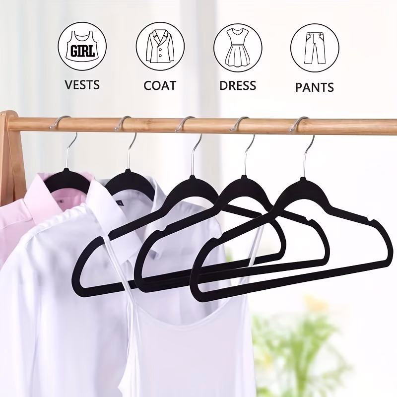 50 Pack Velvet Hangers – Space-Saving Non-Slip Clothes Hangers with 360° Swivel Hook, Heavy-Duty for Coats, Jackets, Dresses, and More