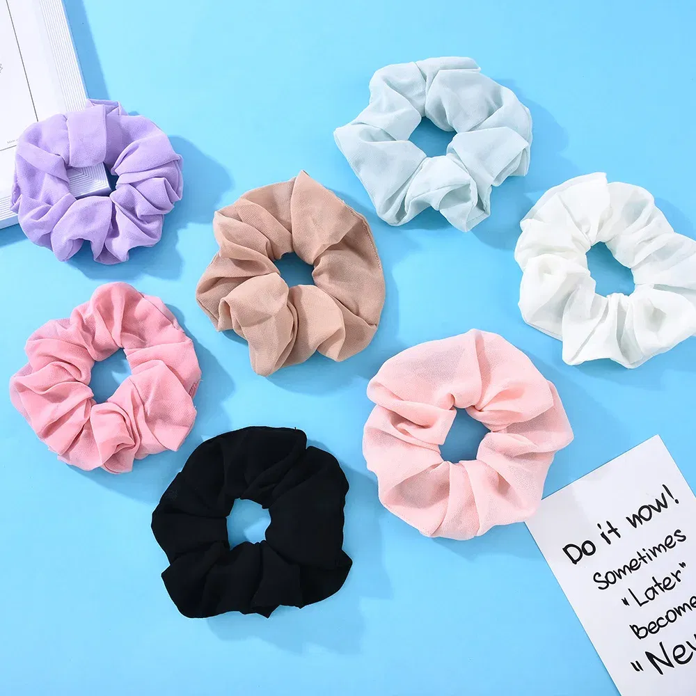 Color: WHITE - Elastic Hair Bands Pure Color Rubber Band Hair Accessories 2022 Gum For Hair Ponytail Rubber Bands Holder Casual Home Headdress