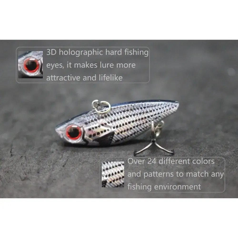 Color: multi - wLure Fishing Lure Lipless VIB 4cm 4.6g Tiny Hard Lure Carp Fishing Fly Fishing Bait Tail Hook Sinking to Bottom L666