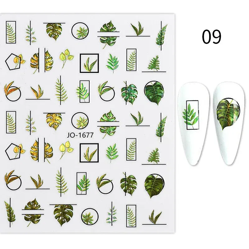 Color: Antique Brass - 3D Blue Butterfly Adhesive Stickers Nail Art Decoration Laser Flowers Leaves Nail Sticker Nail Art Supplies Nail Parts